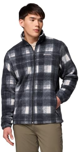 Columbia Steens Mountain - Giacca da uomo con stampa, in pile, con cerniera intera, colore gesso sfumato, XL