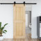 Annlera Schiebetür Innentür Scheunentür Holzschiebetür Eingangsmöbel Tür aus Massives Kiefernholz für Schlafzimmer Küchen Scheunen Garagen Usw Platzsparendes Design Braun+Schwarz 80x3,6x210 cm