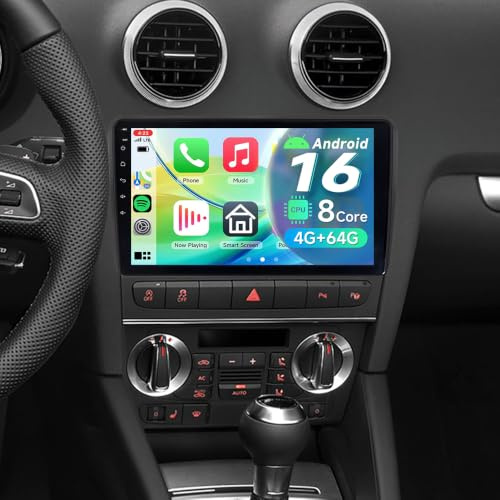 ACAVICA Autoradio für Audi A3 8P S3 RS3 2003–2012 – 9 Zoll Android 15 Radio mit Octa-Core, 4+64GB, IPS Bildschirm, kabelloses CarPlay & Android Auto, Bluetooth, WiFi, GPS Navi