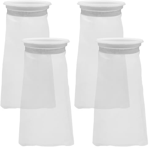 AYWFEY Aquarium-Filterbeutel, Nylonnetz-Filtersocken, 100-Mikron-Filtration, 10,2 cm Ring, 25,4 cm lang, 4 Stück