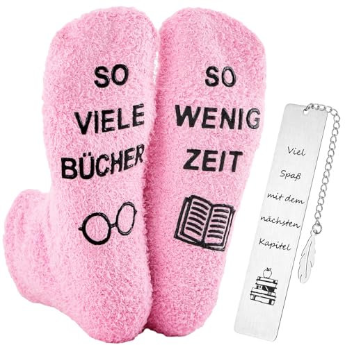 Geyoga Geschenke für Leseratten Bücher Socken mit Lustige Spruch Bücherfreaks Metall Lesezeichen Spirituelle Geschenke für Bücherwürmer Frauen Männer Lehrer Buchliebhaber Weihnachten Geburtstag(Rosa)