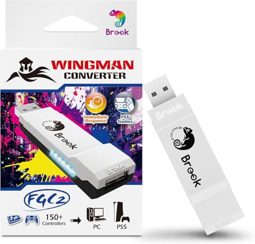 Mcbazel Brook Wingman FGC 2 Konverter für PS5, Kabelgebundener PS5/PS4/XBox Series X|S/Xbox One/Xbox Elite/NS Switch/Arcade Stick Controller zu PS5/Windows PC
