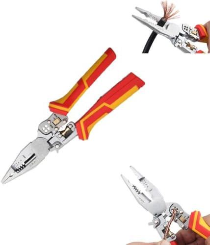 Wire Strippers Twister with Electricity Measurement Function,9 in 1 Multi-Functional Wire Stripper Scissors with Electrical Test,for Stripping,Crimping,Cutting,Pulling, Winding, Splitting