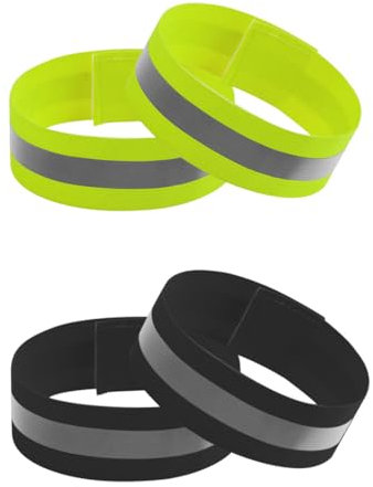 VONJUMA 4 Pcs Reflektierende Armbänder Arm Reflektoren Joggen Reflektoren Band Reflektor Laufen Reflektorband Klett Joggen Bizeps Quadrizeps Knöchel Und Armbänder Grün Schwarz