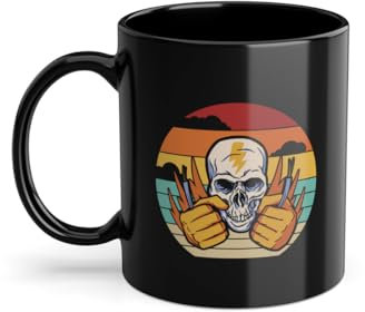 Taza de café retro ingeniero eléctrico | electricista taza negra (11778C)