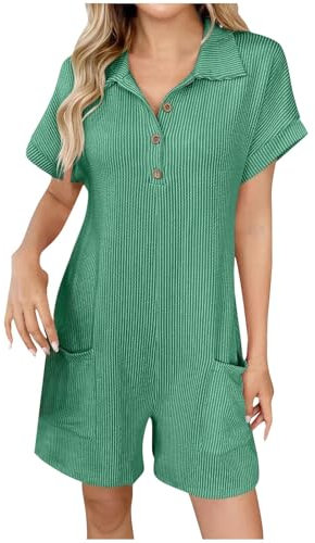 AEGJEGVD Combinaison Short Femme Eté avec Poches Décontractée Salopette Short Couleur Unie Chic Élégant Robe Short Femmes Intégrée Jumpsuit Ample Chic pour Soirée Short de Plage Sexy Rompers Playsuit
