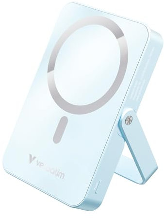 Verbatim Charge 'n' Go MagSafe Powerbank 10.000mAh Blau 15W magnetisch, PD 20W Schnellladen, LED-Anzeige, Ständer klappbar, Glasoberfläche, für iPhone 16/15/14/13/12 Pro/Pro Max – inkl. USB-C Kabel