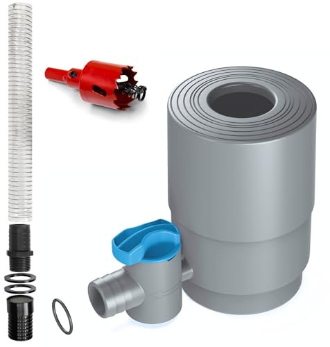 YourCasa Regensammler Set [Downpipe] mit Verbindungsschlauch 30cm & Regentonnendurchführung - Absperrhahn und Filter zum Verbinden von Fallrohr 68-100mm DN100 Regentonne Regenwassersammler (Anthrazit)