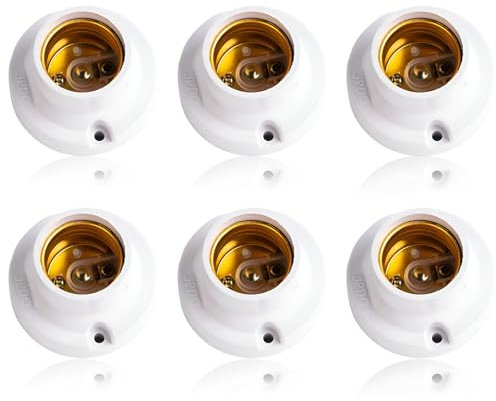 OMIGA Casquillo Bombilla 6 Piezas casquillo e27 Portalamparas Para Lámparas de Techo Garaje Cocina Pasillos Escaleras Balcones Blanco (Sin Bombilla)