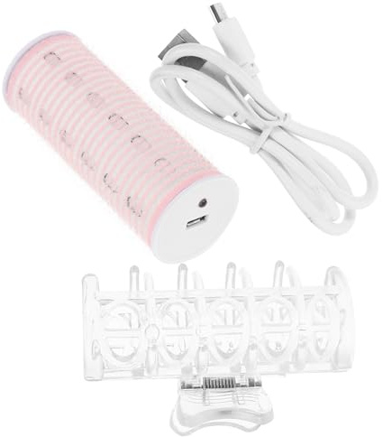 ARTSEWPLY USB Rechargeable Hair Curler for Bangs Lightweight Automatic Heating Roller for All Hair Types Pink Styling Tool for Quick Curling
