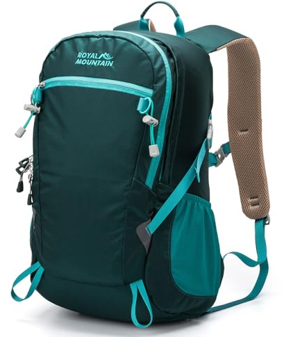 Lightweight Hiking Backpack, 30L Women/Men Waterproof Travel Rucksack Bag with Rain Cover, Outdoor Small Foldable Daypack for Student, Fit for 15.6 inch Laptop (Dark Green, 30l)