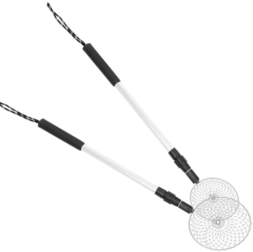 DIYEAH 2 pezzi Setaccio da Spiaggia Telescopico in Alluminio Multifunzionale per Raccogliere Gusci e Sassi Design Staccabile per Uso Comodo e Flessibile