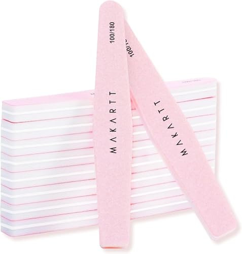 Makartt Lot de 10 limes à ongles fines pour ongles en gel naturel - Lime à ongles lisses et brillantes - Pour manucure et pédicure