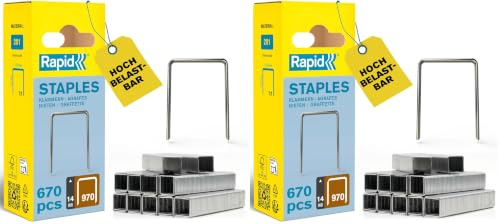 Rapid 970/14mm Galva Boîte de 670 Agrafes Gris (Lot de 2)