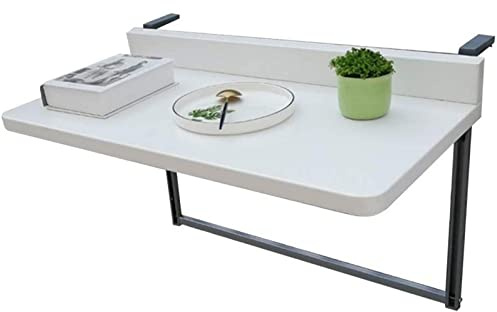 Balkontisch, verstellbar, klappbar, platzsparend, wandmontiert, für den Außenbereich, höhenverstellbarer Nutztisch für Decks und Fensterbänke, 100 x 40 cm, Weiß