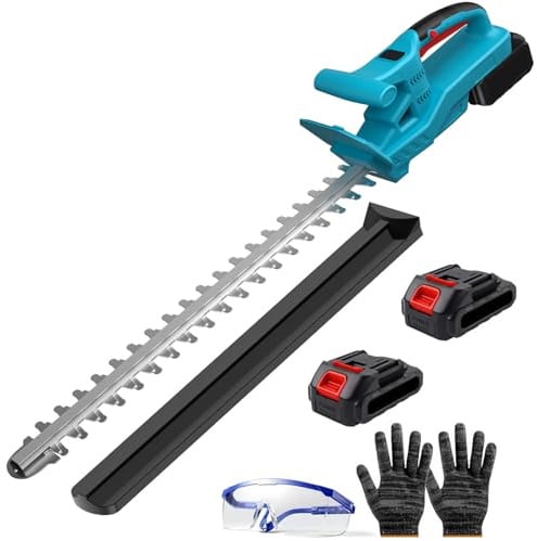 Akku-Heckenschere für Makita Akkus,Elektrische Heckenschere mit 2 * 2000mAh Akku und Ladegerät,51 cm Schnittlänge, 15 mm Zahnabstand Dual Schnittklingen,Heckenschere Akku für Hecken und Sträucher