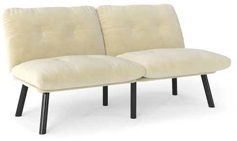 UNISOAR Couchbett mit 5 verstellbaren Positionen, 2-Sitzer Schlafsofa aus Samtstoff, klappbares Ecksofa mit dicken Polstern, ideal für Wohnzimmer und Wohnung als Schlafgelegenheit und Sitzmöbel
