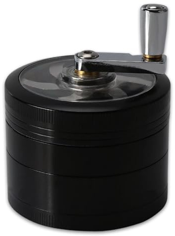 Hand Cranked Herb Grinder, 63mm Zinc Alloy Hand Crank Grinder for Spice and Herb, Black Manual Grinder with 0.11inch Holes, Durable and Efficient, Perfect for Travel, Camping, or Daily Kitchen Use