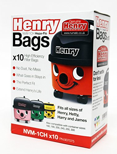 Genuine Numatic Henry NVM-1CH Hepaflow Vacuum Bags 907075 Pack of 10 Includes 5 x SPAREGETTI ® Ocean Scented Vacuum Fresheners Replaces Numatic Part Number 604015