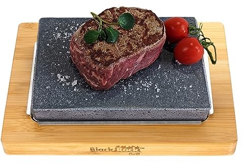 Black Rock Grill Hot Stone Cooking Set - Restaurant-Grade Lava Stone for Sizzling Steak and Culinary Creations