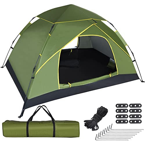 GEEDIAR 3-4 Person Instant Pop Up Tent - Upgraded Waterproof & UV Protection | Automatic Setup | Ideal for Family Camping, Garden Relaxing & Fishing | Includes Carrying Bag