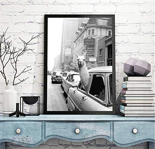 DIY 5D Diamond Painting Set Lama in einem Taxi 50x70cm(20x28in) Bilder Voll Bohrer Kleine Größe Kristall Strass Stickerei Kreuzstich Diamant Malerei Kunst Handwerk für die Haus Wanddekoration