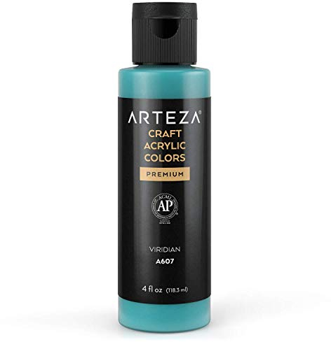 ARTEZA Craft Acrylfarbe, A607 Viridian, 118 ml Flasche, wasserbasierte, mischbare, matte Acrylfarbe für Kunst- und DIY-Projekte auf Glas, Holz, Keramik, Stoffen, Papier und Leinwand