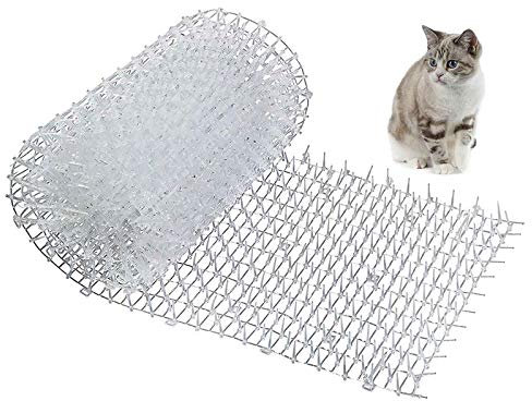 Tapis anti-chat avec pointes, tapis anti-chat pour chiens animaux pointes répulsives tapis de dissuasion, tapis de dissuasion de bouchon de creusement pour clôture de fleurs de plantes ,Blanc,400*30cm