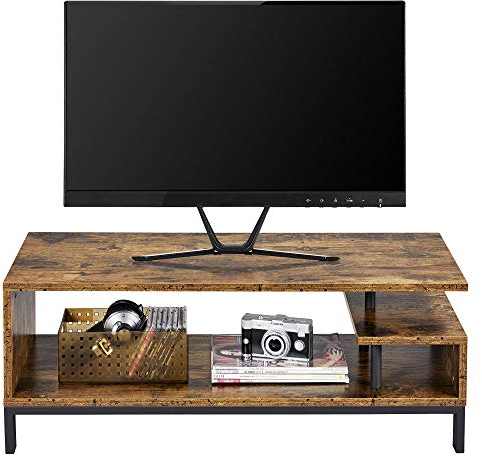Yaheetech Mesa de TV Salón hasta 55 Pulgadas Mueble TV de Industrial Mueble Television con Estantes para Sala de Esta Marrón Rústico 106 x 39,5 x 40cm
