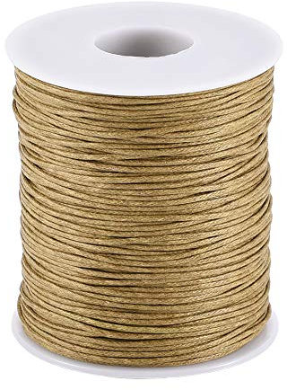 PandaHall 100 Yards/Roll Braided Cotton Cord 1mm Waxed Cotton Cord String for DIY Jewelry Making (Burlywood)