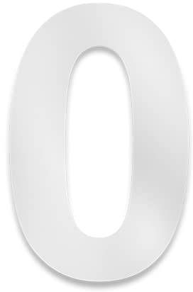Metzler Hausnummer aus massivem Stahl in Weiß - Verkehrsweiß RAL 9016 Feinstruktur Pulverbeschichtet - Schrift Arial - Höhe 20 cm - Ziffer 0