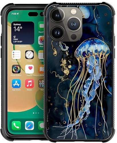 Goodsprout Compatible with iPhone 13 Pro Case,Deep Blue Jellyfish Ocean Amazing Pattern Design Shockproof Anti-Scratch Hard PC Back Case for iPhone 13 Pro