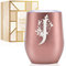 Onebttl Personalised Tumblers with Lids for Women, Monogrammed Coffee Cup with Initial J, Gifts for Her, Girls, Friends, Mum, Bridesmaids, Sisters, Rose Gold