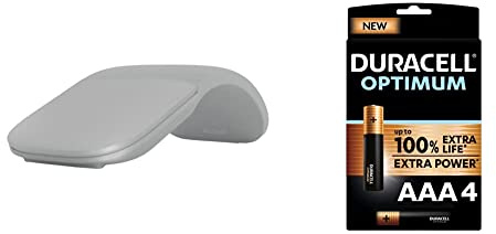 Microsoft Surface Arc Mouse Souris Ambidextre Bluetooth Blue Trace + Duracell - Nouveau Piles alcalines AAA Optimum, 1.5 V LR03 MX2400, Paquet de 4