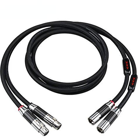 6N Pure Silver XLR Balanced Cable Professional HiFi Audio Interconnect Line Carbon Fiber Plug (3.3Ft / 1m)