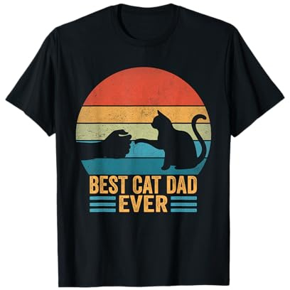 Best Cat Dad Ever Vintage Funny Cat Daddy Fête des Pères T-Shirt