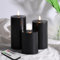 Eywamage Black Flameless Halloween Pillar Candles with Remote, Real Wax Flickering LED Battery Candles Set of 3