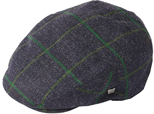 Failsworth Millinery Gamekeeper Wool Flat Cap in Pattern 333 - Dark Grey, Size: Medium (57cm)