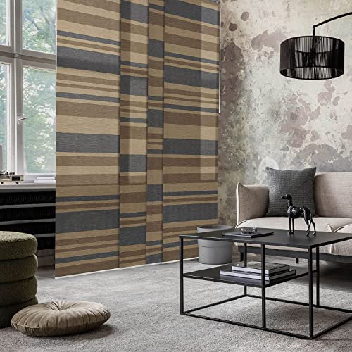 GoDear Design Adjustable Sliding Panel Track Window Blinds 45.8- 86 W x 96 H, Extendable Vertical Blinds for Sliding Glass Doors, Patio Door Blinds, Trimmable Natural Woven Panel Shades, Cliff