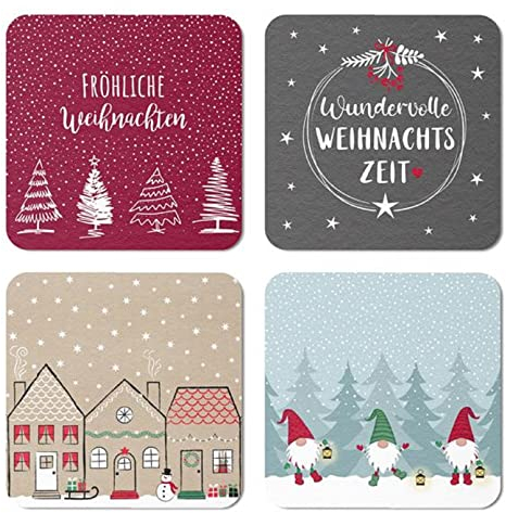 Cepewa - 91738 - Untersetzer, Weihnachten, 4er Set, Kork, 9,5cm x 9,5cm