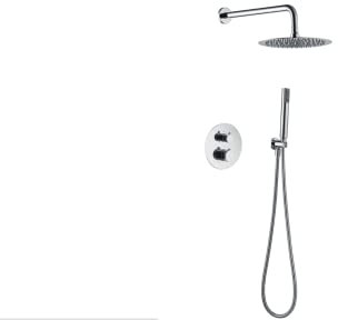 IMEX - Conjunto de ducha termostática empotrado pared, Kit Termostático Ducha Empotrado 2-Vías - Grifería baño SERIE LINE Cromo - GTD038