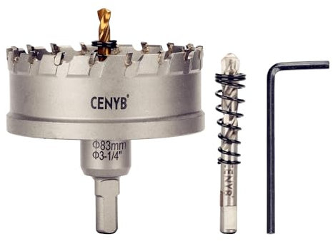 83mm(3-1/4) frese a tazza per metallo punte trapano metallo 2 buchette pilota rivestite titanio. Per su metalli duri, acciaio inossidabile, ferro, placo, leghe di alluminio, sega a tazza per legno