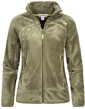 Geographical Norway Upaline Lady - Giacca Pile Donna Fine Fleece Warm con Zip - Autunno Inverno Primavera Sci Montagna - Manica Lunga Felpa Pelliccia Morbido Comfort Outdoor (Oliva XL)