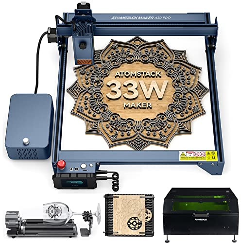 ATOMSTACK A30 Pro 160W Lasergravierer 33W Leistung Graviermaschine mit F30 Pro Air Assist Kit mit R1 Pro Roller F3 Honeycomb Platte B1 Schutzbox