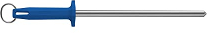 Starrett Professional Knife Sharpeners Steel - BKL408-10 Smooth Fine Finish 10 Inch (250mm) Blue Handle Hard Carbon Steel - Kitchen Knife Sharpener Rod for Honing Chef Butchers Cleaver Hunter Knife