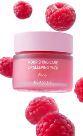 Klavuu Lip Mask Sleeping Pack (0.7oz) – Overnight Deep Hydrating Korean Lip Balm Treatment for Very Dry, Chapped Lips | Lip Lightening & Plumping with Instant Hydration | Gentle Exfoliating (Berry)