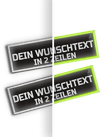 2 stück P24S K9 Hundegeschirr Klettsticker selbst gestalten mit 2 Zeilen für mittlere und Grosse Hunde mit Namen [Groß, Leuchtend]