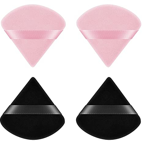 Dreieck Makeup Puderquaste, 2/4 Stück Gesicht Schwämmchen Powder Puff, Waschbar Wiederverwendbar Makeup Sponge, Nass Trocken Make up Werkzeug für Loses Puder oder Foundation Rouge 4 Stück (Schwar
