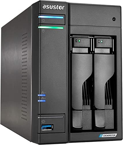 Asustor AS6702T 4GB NAS 16TB (2X 8TB) WD Ultrastar, assemblato e testato con SE ADM installato, Nero, Lega di acciaio, Su rack, A pavimento, Da tavolo