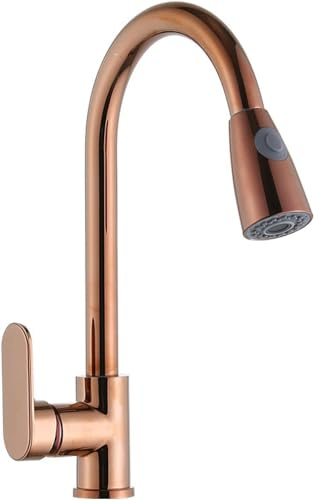 JQFDD Rubinetto Cucina con Doccetta Estraibile,2 Funzioni Miscelatore Cucina con Doccetta Estraibile,Miscelatore Lavello Cucina,Miscelatore Monocomando Rubinetto Cucina Girevole 360°,Oro Rosa